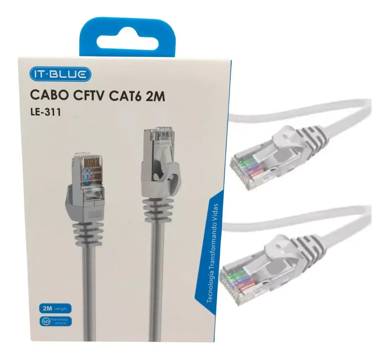 Cabo de Rede FTP Cat6 RJ45 2 Metros 1000Mbps