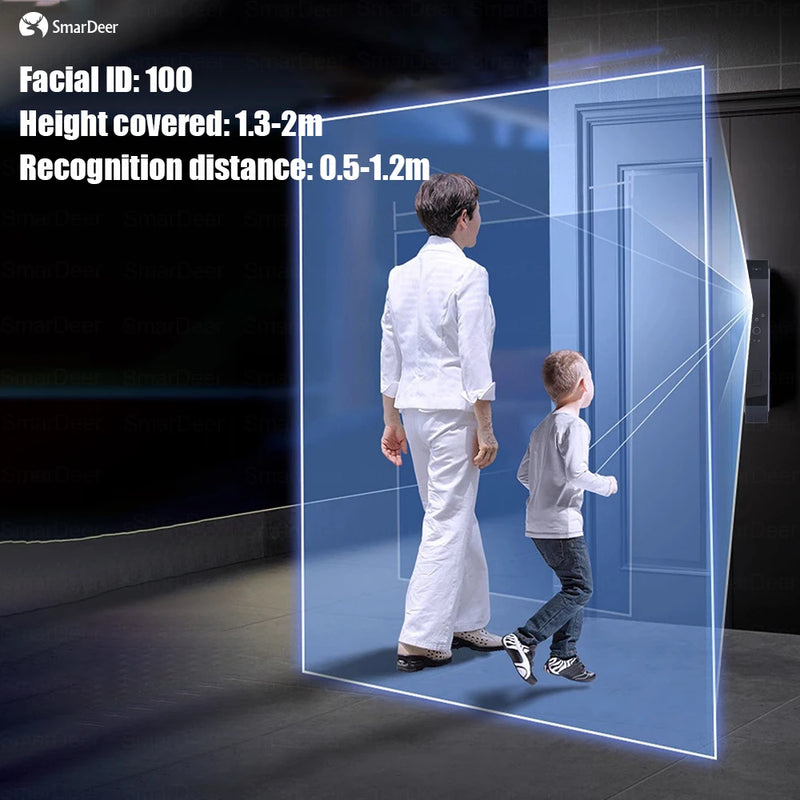 Fechadura inteligente SmaerDeer com câmera, reconhecimento facial 3D, fechadura eletrônica com campainha visual para vigilância por vídeo