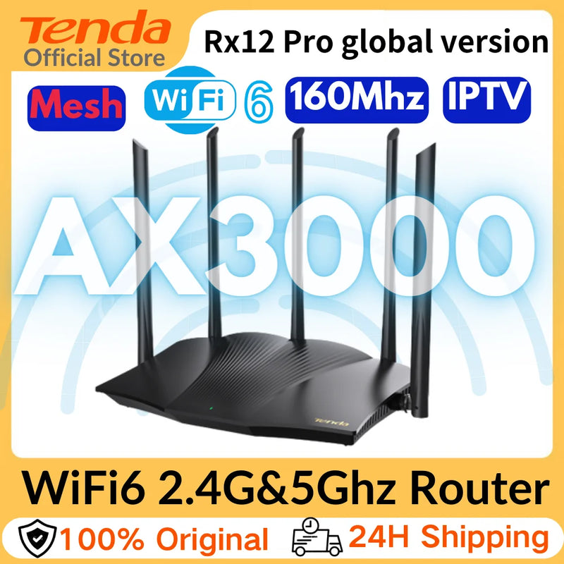 Tenda AX1500/AX3000 Wifi 6 Mesh WIFI Gigabit Router 2.4G 5GHz Dual-Band RX12 PRO WIFI6 Wireless Signal Amplifier WiFi Repeater